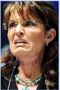 Palin at a recent conference, shocking  her supporters with her face of sin. 